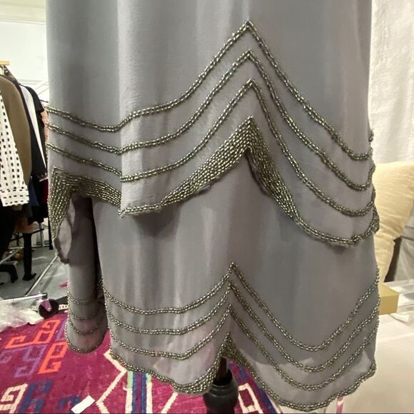 JOIE Silver Beaded Knee Length Dress 1920s NWT - Picture 4 of 7